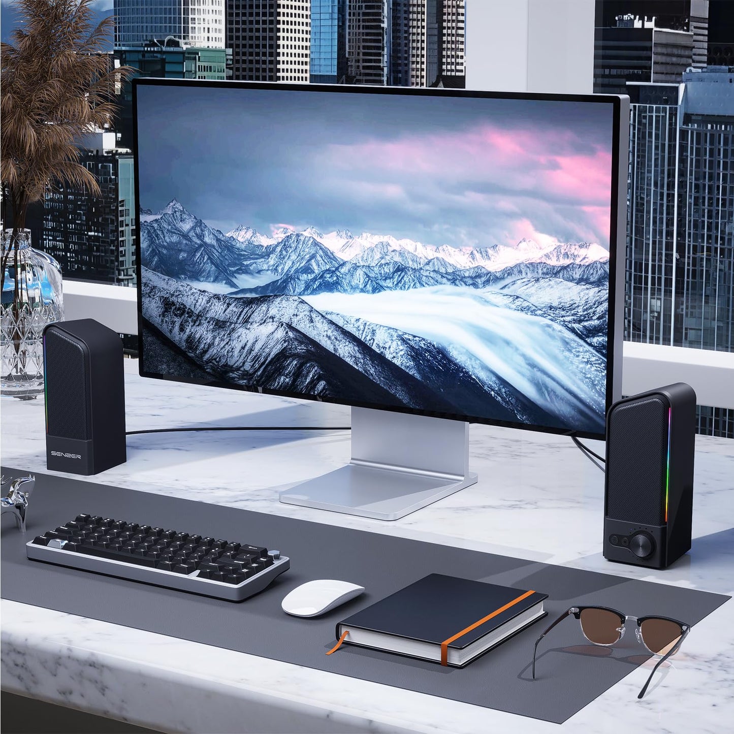 SENZER CS20 PC speakers USB Powered Bluetooth Flowing LED Gaming Soundbar Speaker for Laptop Desktop Monitor (Not 3.5mm Jack)