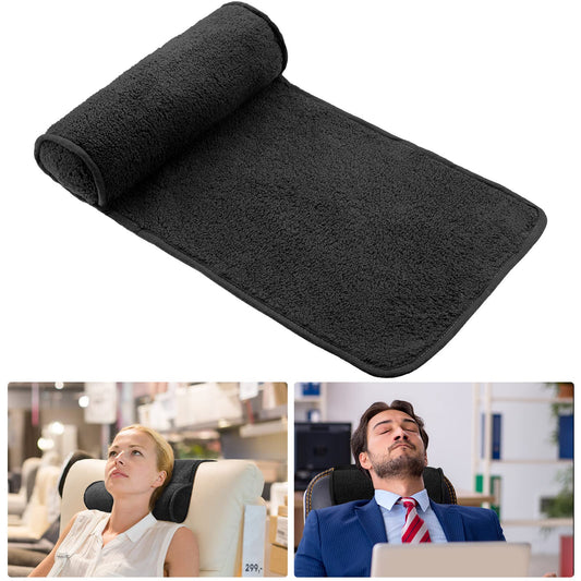 Weysat neck pillow for bed, headrest, adjustable plush pillow, neck roll, non-slip, fleece, couch, neck headrest pillow for travel, home, lounger, sofa, armchair (black)