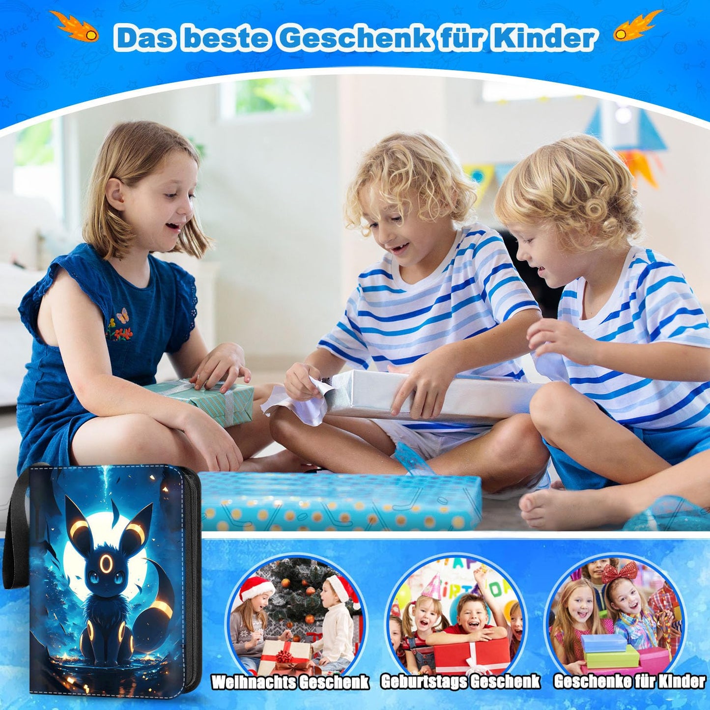 Trading Card Album, Portable Card Collection Album, PU Waterproof Card Binder, 50 Pages 400 Card Capacity Collectible Card Folder, Card Holder Album, Gifts for Collectors and Kids