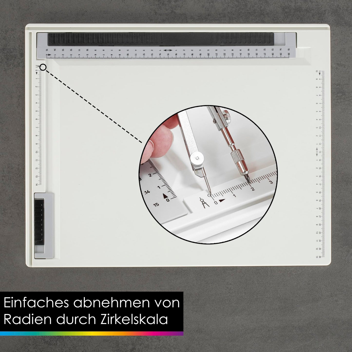 OfficeTree drawing board A4 - Includes carrying case, sliding ruler, set square, and more - A4 drawing board for precise work - DIN A4 drawing board, white