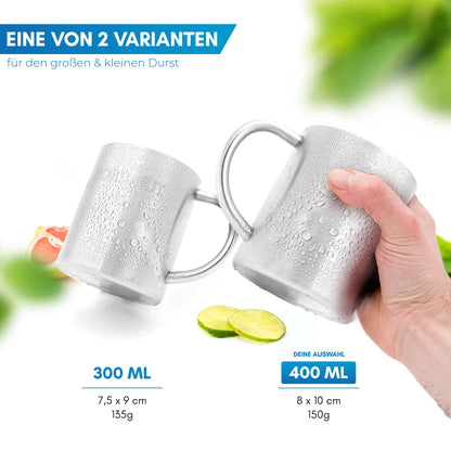 NORDMUT® Stainless Steel Thermos Mug [2-pack] Camping Cup | sustainable stainless steel cup | double-walled insulated coffee mug BPA free | cup set for camping & outdoor [2 x 400 ml]