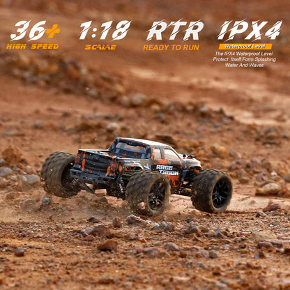 HAIBOXING Remote Control Car 4WD RC Car 36 km/h High Speed 1/18 Monster Truck 2.4GHz All Terrain Waterproof Racing Car Off-Road Vehicle, Crawler Toy Gift for Kids Adults