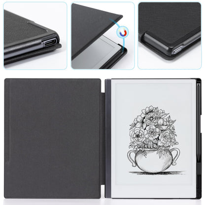 CoBak case for Remarkable 2 - Lightweight and durable book spine cover with protective book folio cover with integrated pen holder - for Remarkable 2 Paper Tablet 2020 10.3 inch Released (Black)