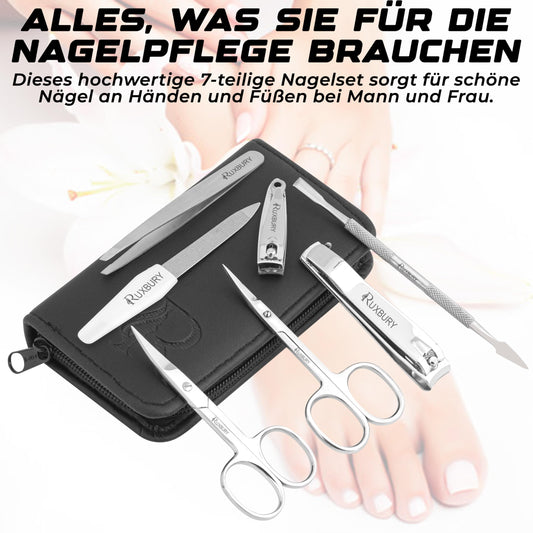 Ruxbury 7-piece manicure pedicure set Stainless steel nail scissors set for women and men nail set packed with leather case