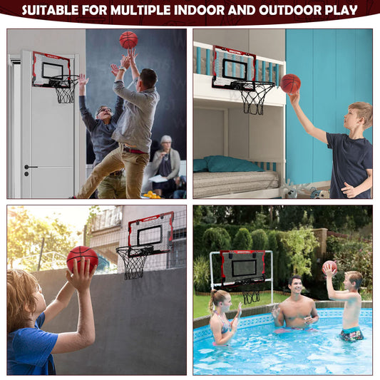 Indoor kids basketball hoop, gift for boys 6 8 10, mini basketball hoop room with 2 basketballs, sports toy basketball hoop set outdoor indoor