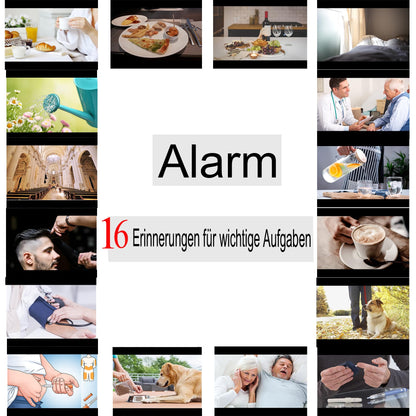 SINOIDEAS Digital Alarm Clock, Digital Calendar, Dementia Clock for Seniors with Customized Reminders (Black, 8 inch)