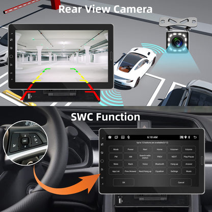 Android 13 car radio 1 Din with GPS navigation WiFi Bluetooth hands-free calling 10.1 inch detachable touchscreen car radio with Mirror Link Bluetooth FM/RDS/EQ/DAB/OBD/DVR steering wheel control backup camera