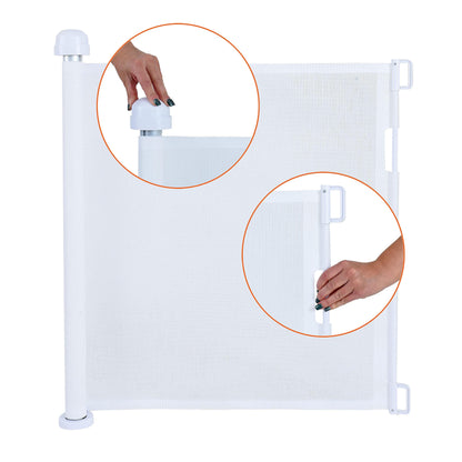 ESTEXO stair gate roller door guard stair gate stair grille door grille barrier roller extendable white