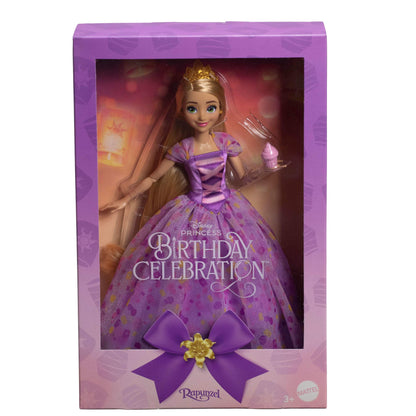 Mattel Disney Princess Birthday Celebration Rapunzel Deluxe Fashion Doll, inspired by the Disney movie "Tangled", perfect gift for special occasions for children and collectors, HYC38