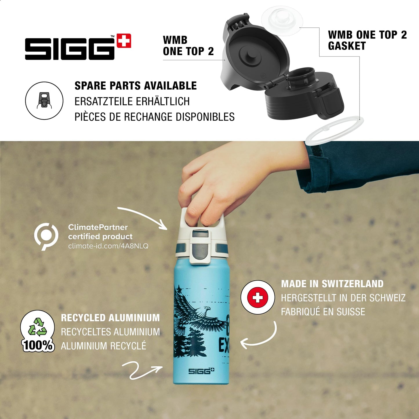 SIGG - Aluminum Water Bottle Kids - WMB ONE DFB Women's Soccer - Carbonation compatible - Leak-proof - Lightweight - BPA-free - ClimatePartner Certified - Sports & School - Pink - 0.6L