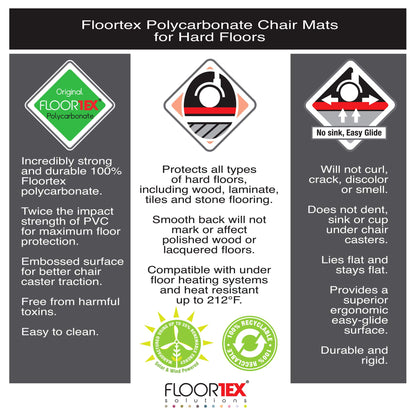 Floortex floor protection mat | Office chair pad ultimat | 60 cm diameter | made of original Floortex polycarbonate | transparent | round | for all floors