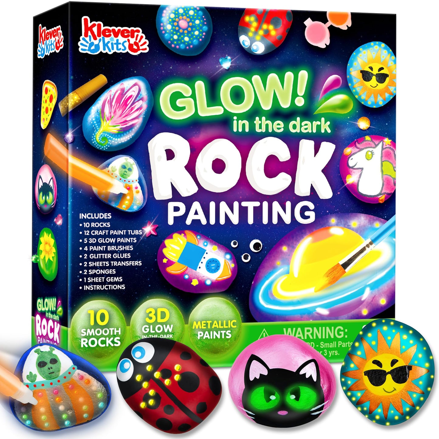JOYIN Stone Painting Kit Craft set for kids aged 6-12, Creative rock painting, Stone painting set for kids, Crafting gift for girls ages 6-12, Glow in the dark, Halloween gift