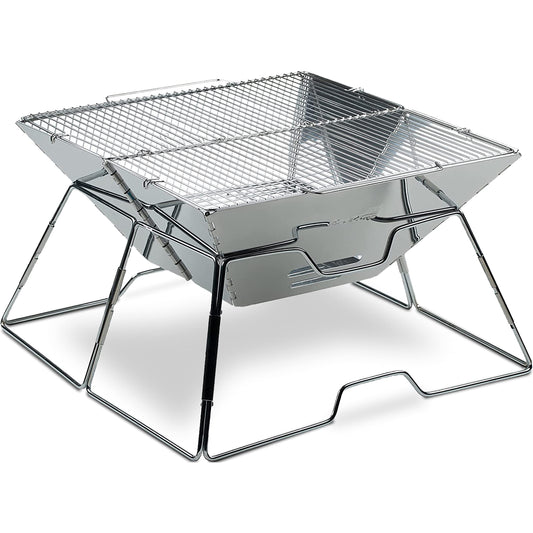 AceCamp® Portable Charcoal Grill - Foldable stainless steel grill for camping, garden, party, and BBQ.