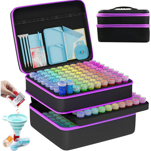 ARTDOT 5D Diamond Painting Accessories Boxes, 240 Piece Diamond Painting Storage Box with Case Funnel Stickers