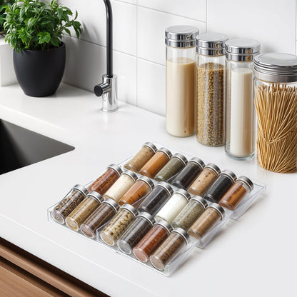 BELLE VOUS Spice Rack Drawer Pull Out, Spice Organizer Drawer 3 Tiers (2 Pcs) - Spice Storage Drawer Insert for Salt, Spices, Vitamins
