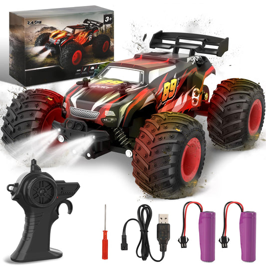 Fivejoy Remote Control Car for 3 4 5 6 7 8 years old, 20KM/H RC Off-Road Car, 2WD All Terrain 2.4GHz RC Truck with 2 batteries, Car Toy for 3 4 5 6 7 8 boys, Toy Gift for Kids.