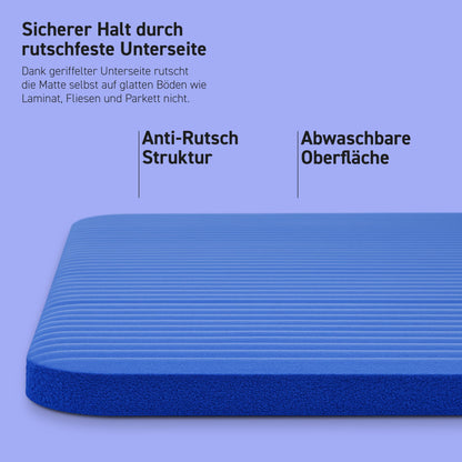 MSPORTS Gymnastics Mat Premium incl. carrying strap + exercise poster + workout app I skin-friendly fitness mat 190 x 60 x 1.0 cm - royal blue - phthalate-free yoga mat