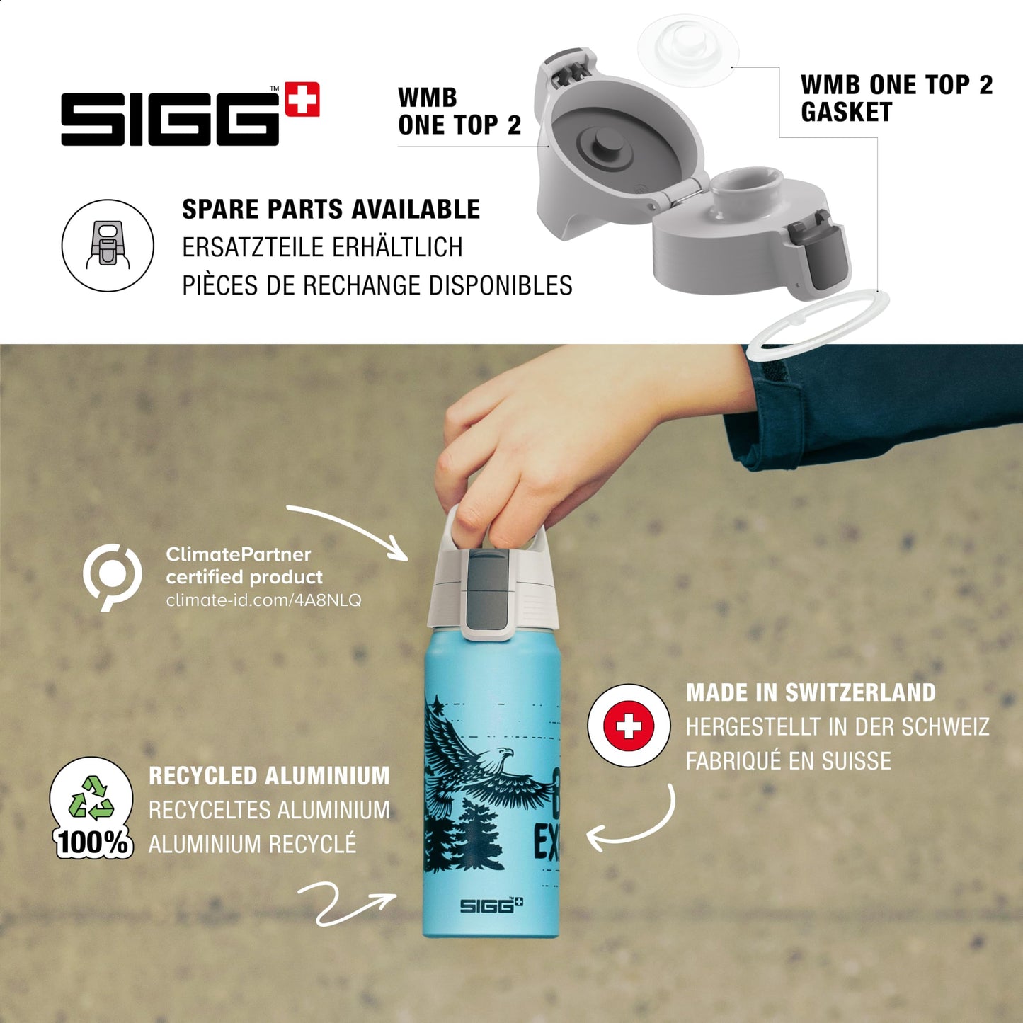 SIGG - Aluminum Kids Water Bottle - WMB ONE Brave Tiger - Suitable for Carbonated Drinks - Leakproof - Ultra Lightweight - BPA-Free - Climate Neutral Certified - Sports & School - Yellow - 0.6L