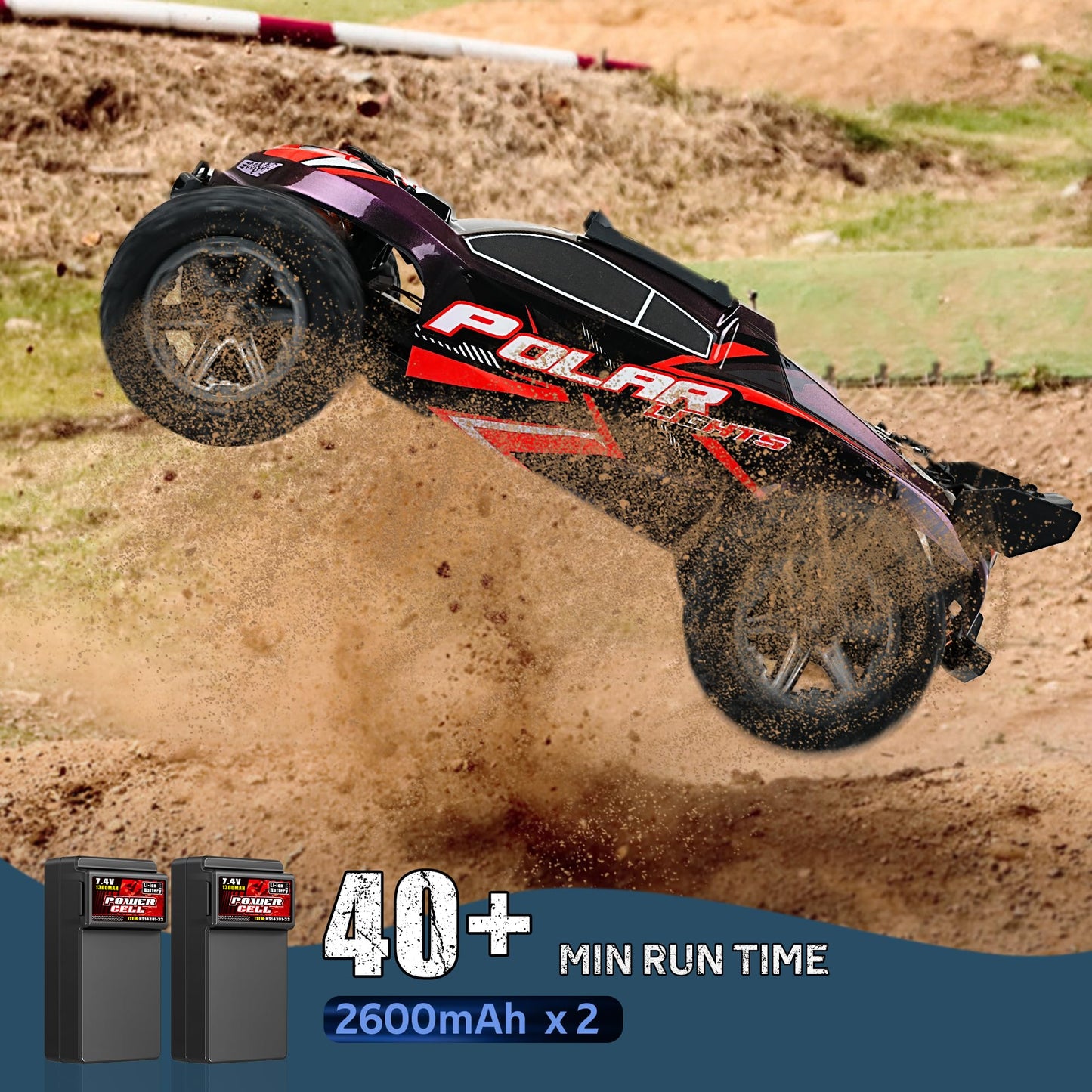JOYTREKY Remote Control Car, RC Car 1:10 Monster Truck 2 Battery 45KM/H 2.4GHz Gift for Teens Adults Off-road Vehicle