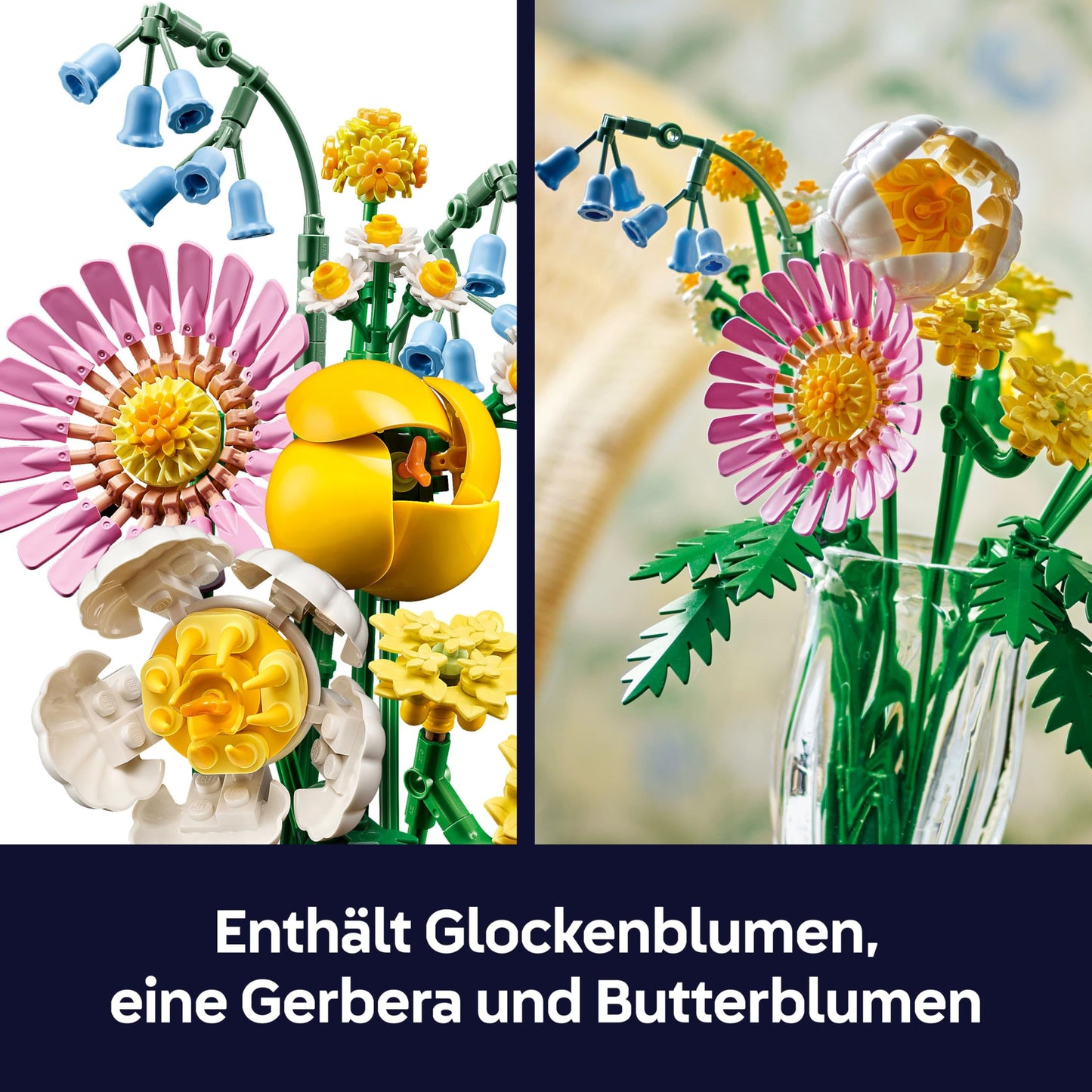 LEGO Botanicals Small Summer Bouquet - Playset with artificial flowers - Toy with bellflowers, daisies, tulips & more - Gift for girls and teenagers aged 9 and up - 10347