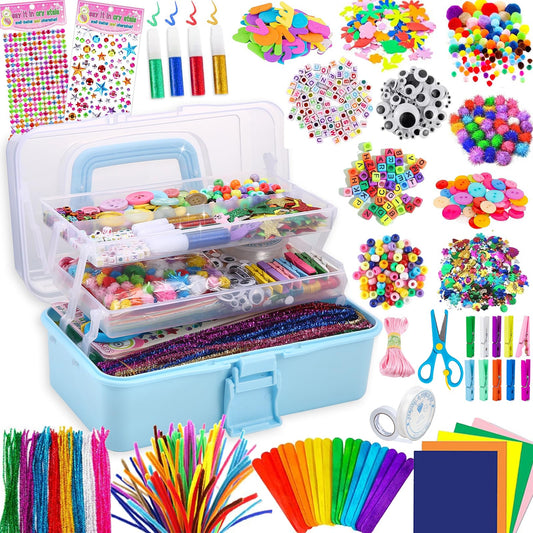 Goodenguy Craft Kit for Kids, 3000+ Pcs Craft Kit Supplies Material Set, Large Craft Box Gifts for Girls Boys 3 4 5 6 7 8 9 10 11 12 Years Old - Light Green