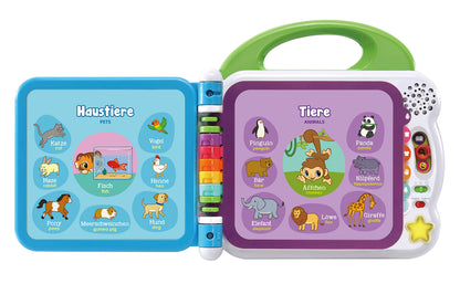 VTech Baby My 100 Words Book - Interactive picture book for learning first words with 12 bilingual pages in German-English - For children aged 2-5 years.