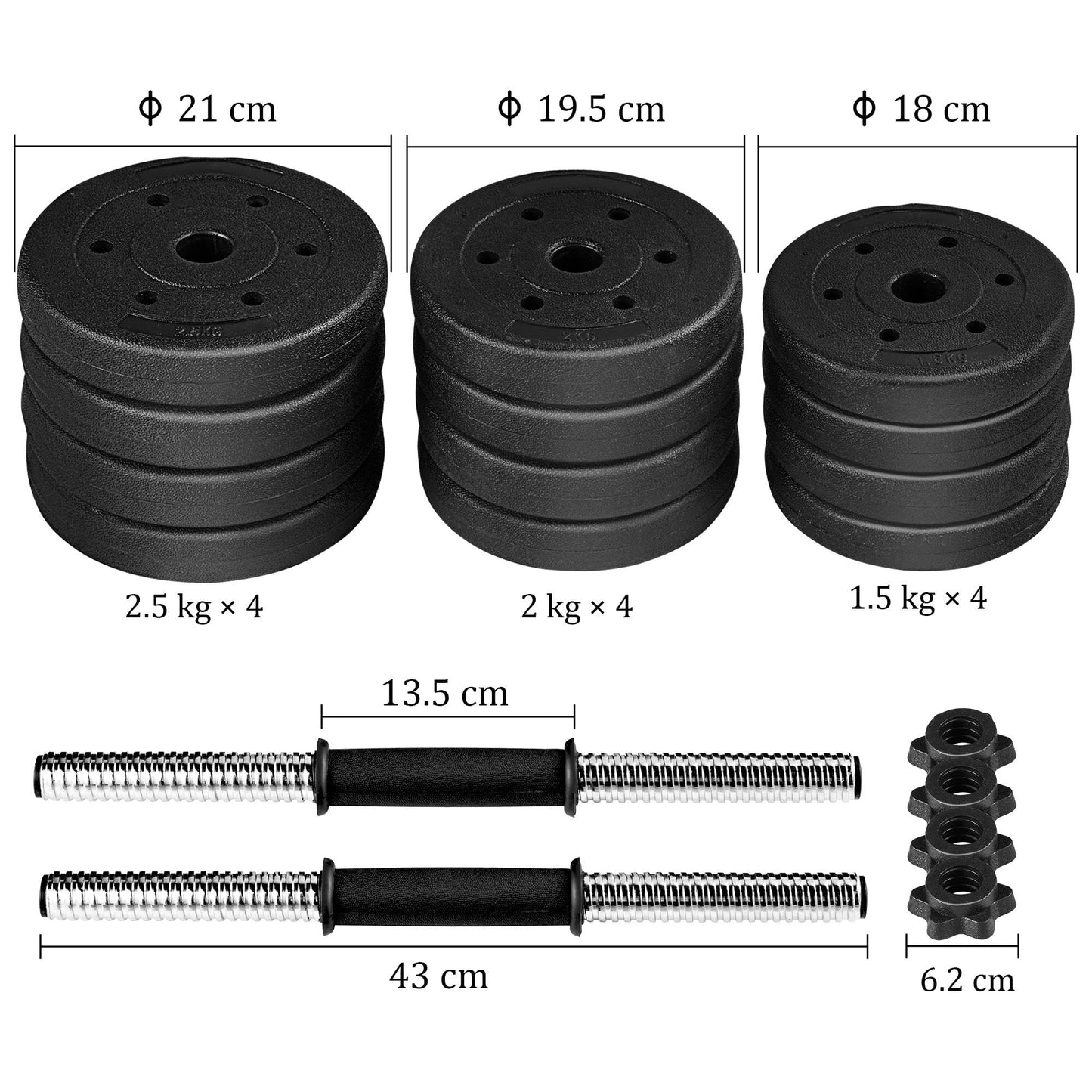 Yaheetech Dumbbells 2 Pcs Adjustable Dumbbell Set for Strength Training/Fitness Training Dumbbell for Home 25kg