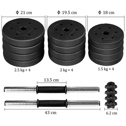 Yaheetech Dumbbells 2 Pcs Adjustable Dumbbell Set for Strength Training/Fitness Training Dumbbell for Home 25kg