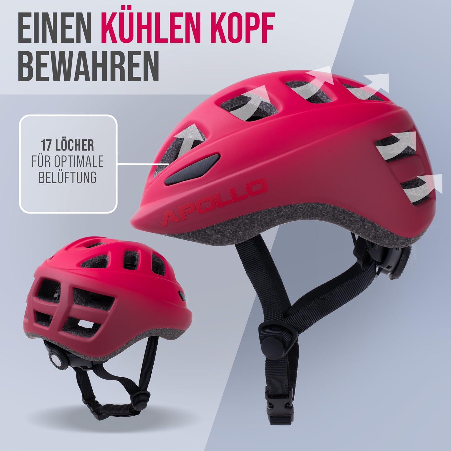 Apollo children's bike helmet, helmet for kids & teens, multi-sport helmet, bike helmet for girls, bike helmet for boys, kids helmet from 3 years, adjustable children's helmet, from size 48, for bike & scooter.