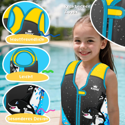 KIDIZ® Swim Vest Kids M 2-5 years | Swim Aid Boys & Girls Float Jacket Babies & Toddlers | Neoprene Swim Vest with Water Gun | Adjustable Safety Strap