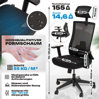 VALKENSTOL M3 Classic Office Chair Ergonomically designed with adjustable armrests | Desk chair with lumbar support for back protection | PC chair with headrest | Computer chair for Home Office.