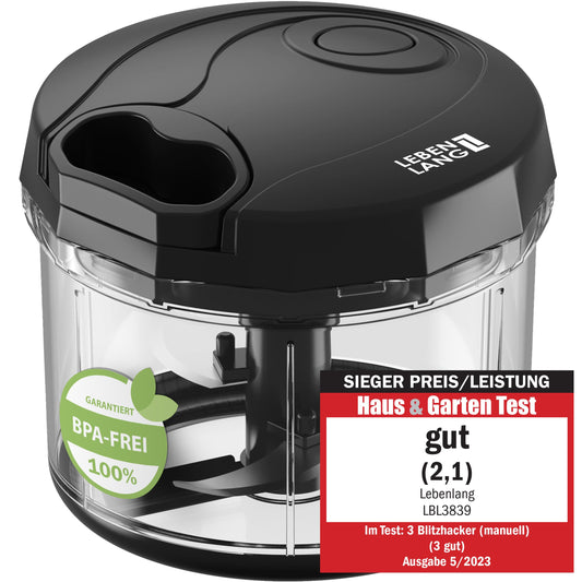 Lifetime Vegetable & Onion Chopper - 1L Manual Fruit Cutter & BPA-Free | Black for chopping onions garlic | Multifunctional kitchen vegetable chopper multi-chopper