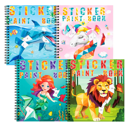 TCJJ 4 Pcs Unicorn Sticker Book for Kids 4-10 Years, 40 Picture Sticker Book Girls by Number, Children's Sticker Books to Improve Intelligence, for Christmas Gifts, School