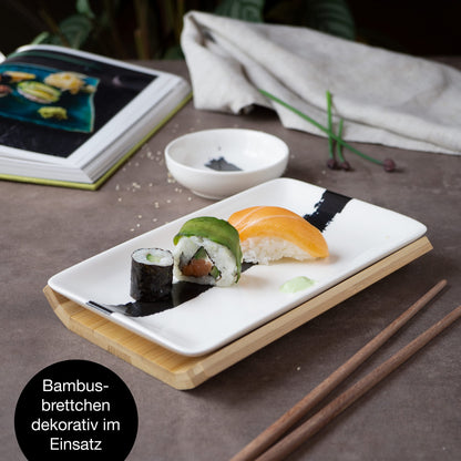 Moritz & Moritz 8-piece sushi tableware set for 2 people - sushi serving set with 2 sushi plates, dip bowls, and chopsticks.