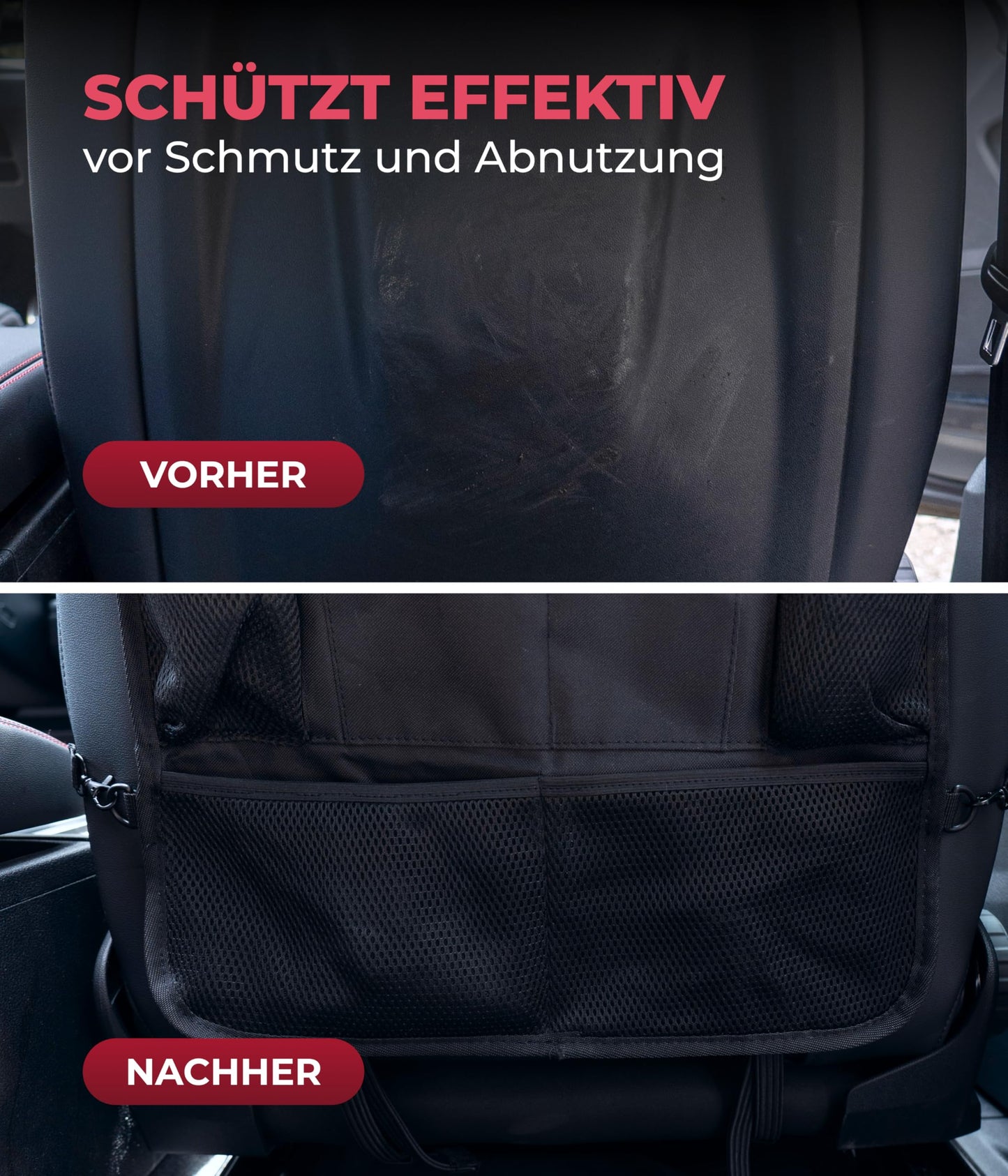 Heart child backrest protector and organizer. Car organizer with extra large 13" tablet compartment and 9 pockets. Seat protector with tablet holder for car rides with children. (1 piece)
