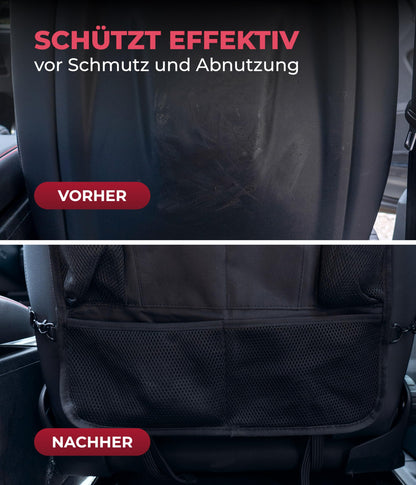 Heart child backrest protector and organizer. Car organizer with extra large 13" tablet compartment and 9 pockets. Seat protector with tablet holder for car rides with children. (1 piece)