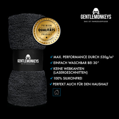 GENTLEMONKEYS Microfiber Towels Car (4 pack) • Ultra soft & absorbent double-sided drying towels • Polishing cloths for gentle & scratch-free car polishing & care • 40x40cm