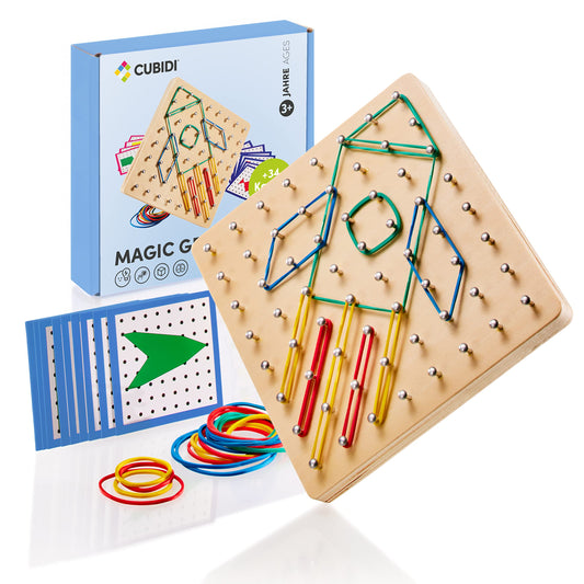 CUBIDI® Creative Montessori Toy Geoboard for Countless Exciting Shapes - Fine Motor and Educational Toy - Geoboard Toy for Boys and Girls 5 Years and Up