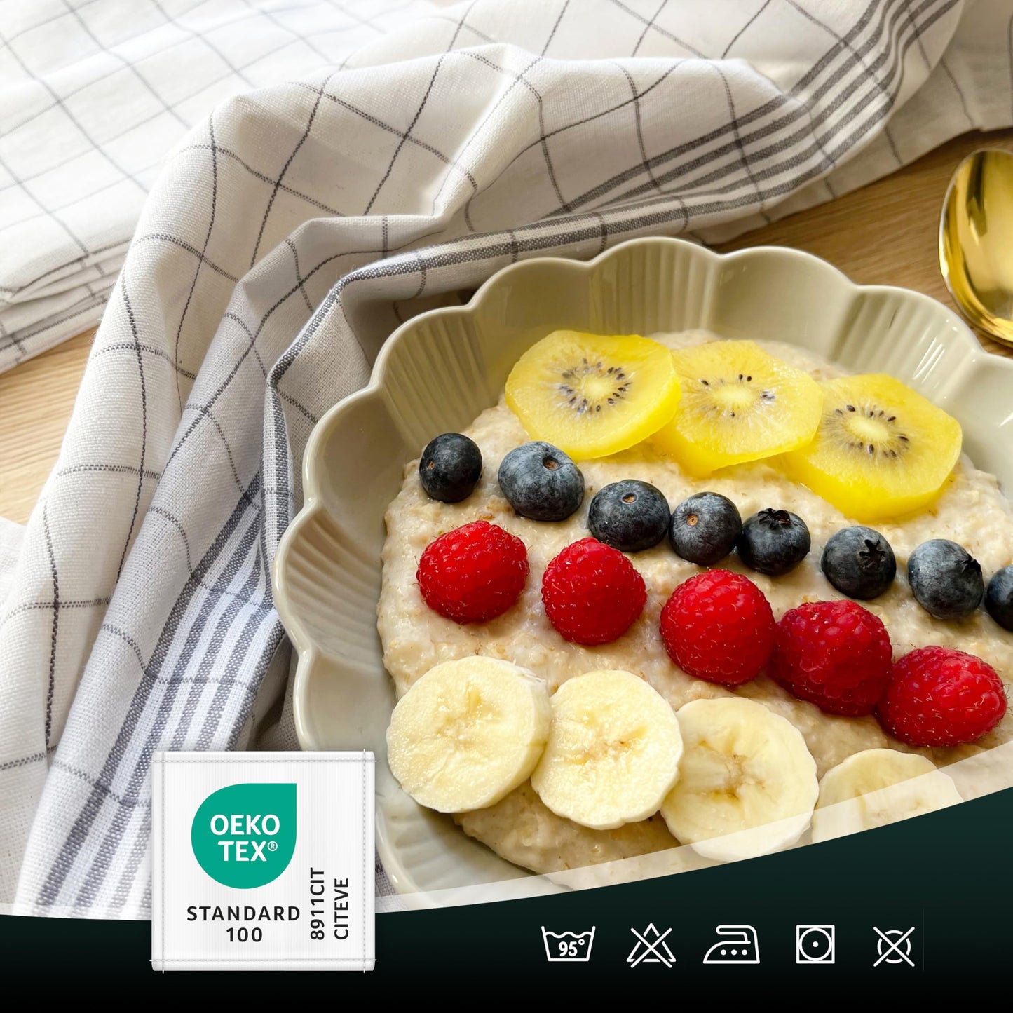 ZOLLNER 20 piece set of cotton kitchen towels in 50x70 cm - super absorbent and durable - washable up to 95°C - in gray white checkered pattern - premium quality for gastronomy - Oeko Tex® certified