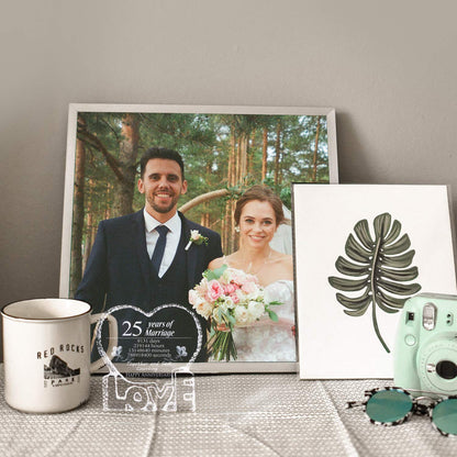 Romantic gift for 25th silver wedding anniversary, romantic gift for wife, couple, husband, 25 years of marriage, crystal gift for both, paperweight (25 years)