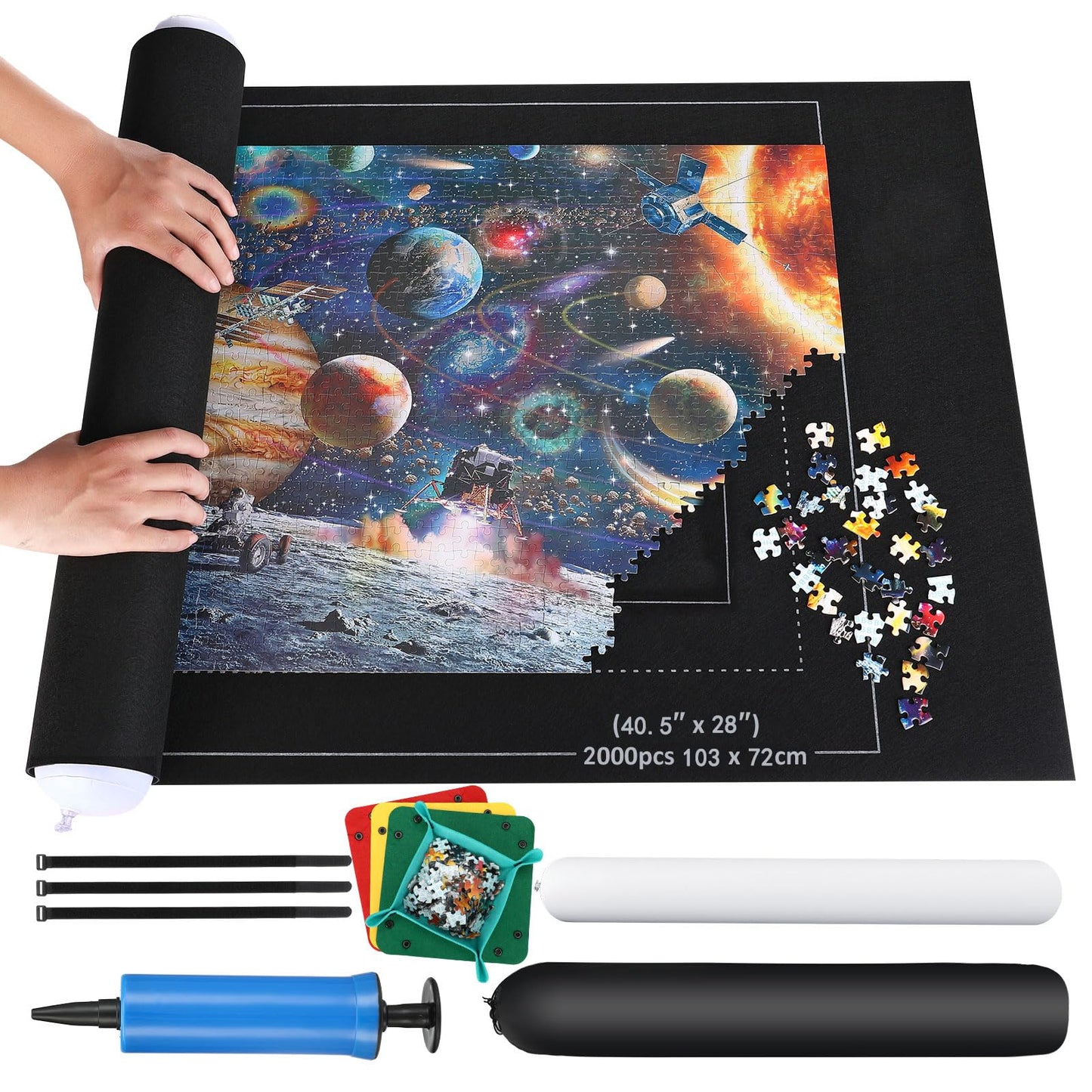 Puzzle mat puzzle roll, puzzle mats for puzzles up to 2000, 1500, 1000 easy to store and transport, giant felt mat for storing puzzles.