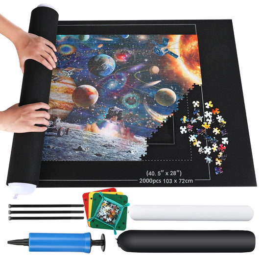 Puzzle mat puzzle roll, puzzle mats for puzzles up to 2000, 1500, 1000 easy to store and transport, giant felt mat for storing puzzles.