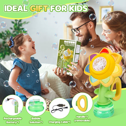 Jovico's bubble machine for kids, Rechargeable dancing sunflower bubble machine, Glowing bubble maker, Baby bubble blower bubble toy for kids.