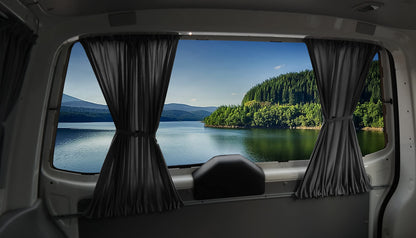 BREMER SEAT COVERS custom made curtains curtains sun protection compatible with VW T5 T6 T6.1 Transporter Caravelle long wheelbase with tailgate in grey camping accessories motorhome accessories camper curtain set 718