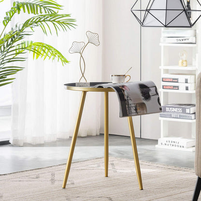 YOUDENOVA Side Table Metal Living Room Table Gold Round Coffee Table Small End Table Modern Decorative Table Steel Pipe Tripod Ø 40.5 cm x 50 cm