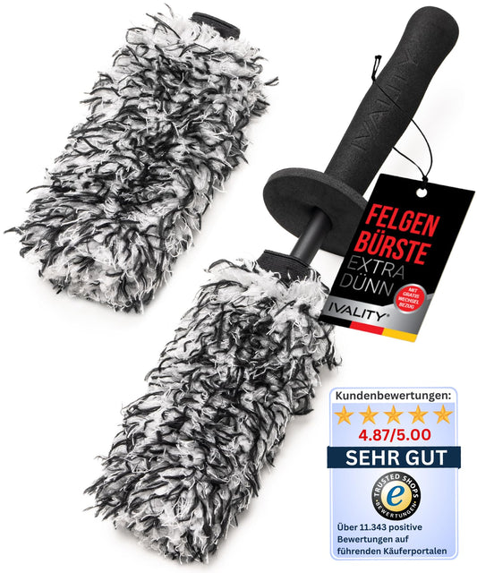 Ivality® Microfiber Wheel Brush Ultra-thin - Standard 36 cm - For a gentle cleaning - Ideal for high-quality wheels - Wheel cleaner Microfiber Wheel Brush Alloy Wheels Auto Wheel Brush