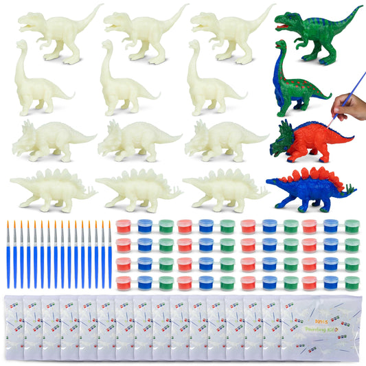 BONNYCO Dinosaur Party Favors for Kids Birthday, 16-piece Art Set. Ideal for goody bags, pinata fillers, and crafting activities for boys. Great small gifts for children.