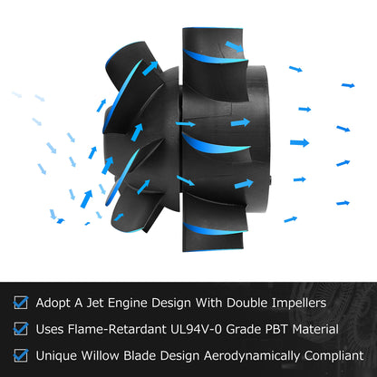 DUCTURBO duct fan 100mm adjustable, 275m³/h inline duct fan exhaust fan ideal tube fan for grow tents, ventilation, and exhaust fans, lightweight, matte black