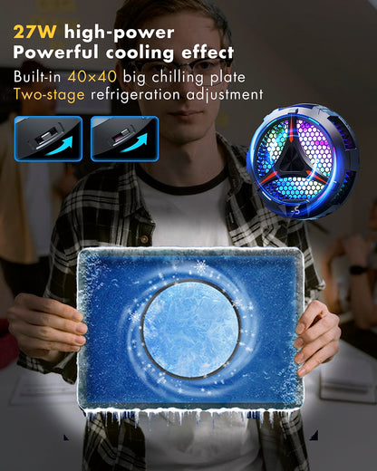 ACEDAYS iPad Cooler, magnetic tablet cooler for iPad/Surface Pro/Samsung Tab, compatible with Steam Deck, universal radiator with temperature display for mobile gaming, Tiktok Live Streaming.