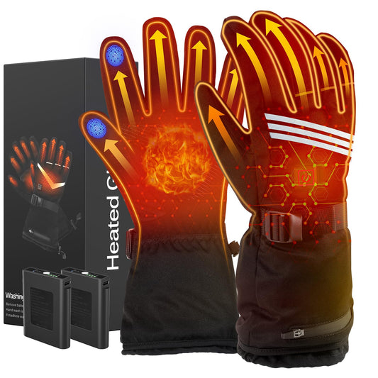 LOTTBUTY Heated Gloves 2025 Upgrade, Heated Gloves Men Women with 7.4V/2×5000mAh Rechargeable Batteries, waterproof Heated Motorcycle Gloves Winter for Skiing, Cycling, Hiking.